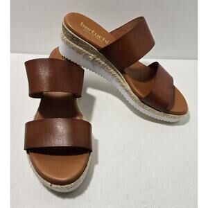 Bertuchi Wedge Cognac Slip On Women’s Sandals Size 9 Made In Spain